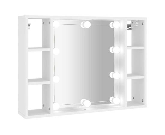Dulap cu oglindă și led, alb, 76x15x55 cm, 2 image