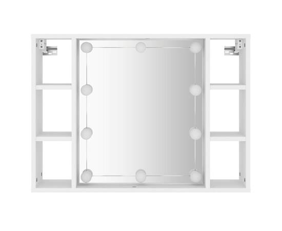 Dulap cu oglindă și led, alb, 76x15x55 cm, 7 image