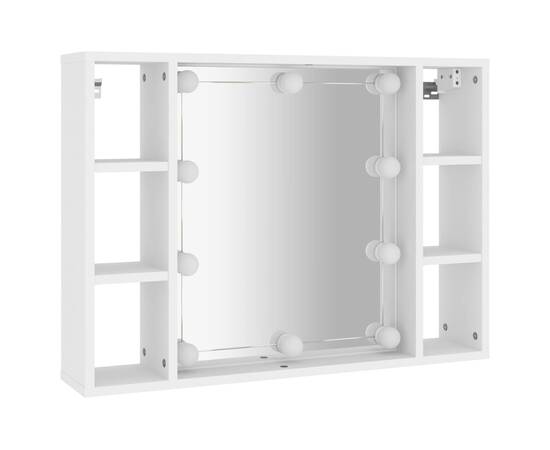Dulap cu oglindă și led, alb, 76x15x55 cm, 3 image