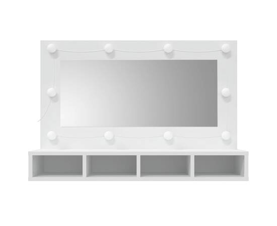 Dulap cu oglindă și led, alb, 90x31,5x62 cm, 4 image