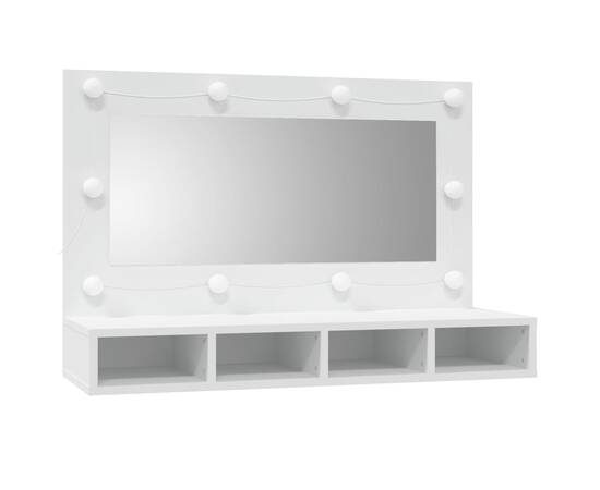Dulap cu oglindă și led, alb, 90x31,5x62 cm, 3 image