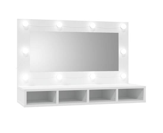 Dulap cu oglindă și led, alb, 90x31,5x62 cm, 2 image