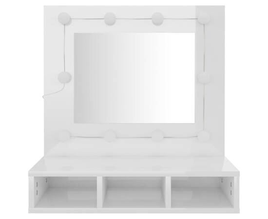 Dulap cu oglindă și led, alb extralucios, 60x31,5x62 cm, 5 image
