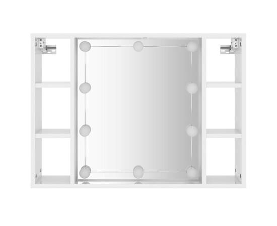 Dulap cu oglindă și led, alb extralucios, 76x15x55 cm, 7 image