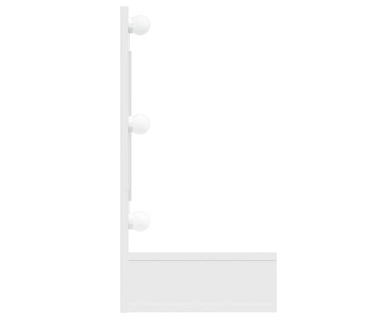 Dulap cu oglindă și led, alb extralucios, 90x31,5x62 cm, 5 image