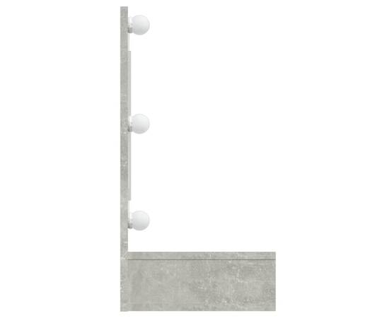 Dulap cu oglindă și led, gri beton, 90x31,5x62 cm, 5 image