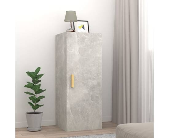 Dulap de perete, gri beton, 34,5x34x90 cm, lemn compozit