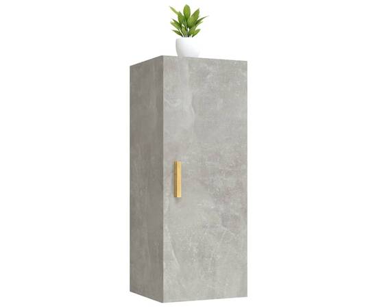 Dulap de perete, gri beton, 34,5x34x90 cm, lemn compozit, 5 image
