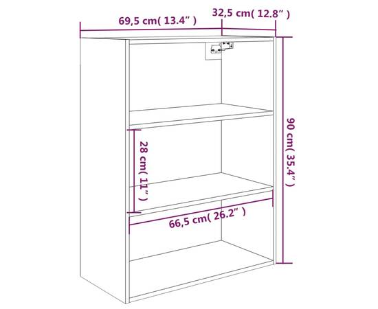 Dulap de perete suspendat, alb, 69,5x32,5x90 cm, 8 image