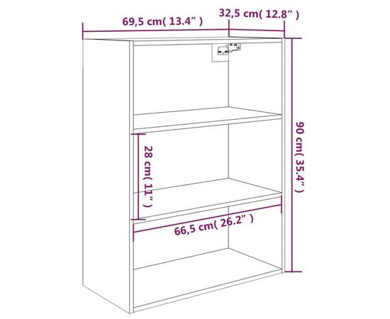 Dulap de perete suspendat, stejar sonoma, 69,5x32,5x90 cm, 8 image