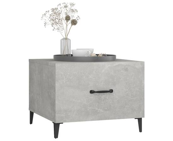 Măsuță de cafea cu picioare metalice, gri beton, 50x50x40 cm, 4 image