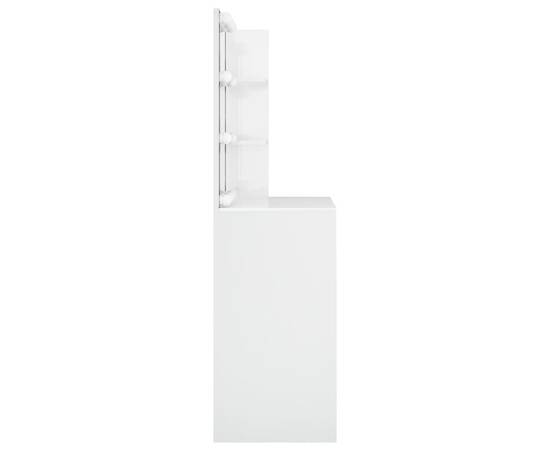 Masă de toaletă cu led, alb extralucios, 74,5x40x141 cm, 6 image