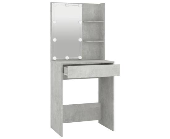 Masă de toaletă cu led, gri beton, 60x40x140 cm, 4 image