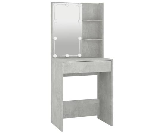 Masă de toaletă cu led, gri beton, 60x40x140 cm, 3 image