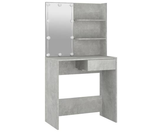 Masă de toaletă cu led, gri beton, 74,5x40x141 cm, 3 image