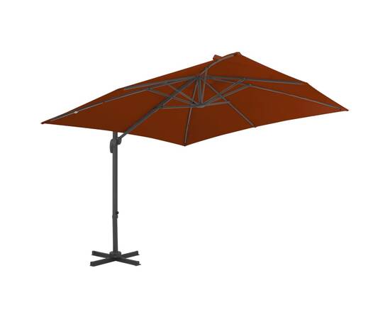 Umbrelă în consolă cu stâlp din aluminiu, cărămiziu, 300x300 cm, 3 image