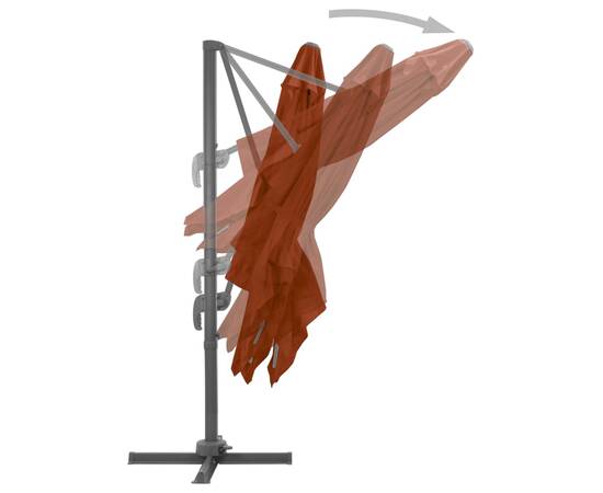 Umbrelă în consolă cu stâlp din aluminiu, cărămiziu, 300x300 cm, 5 image