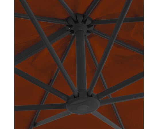 Umbrelă în consolă cu stâlp din aluminiu, cărămiziu, 300x300 cm, 2 image