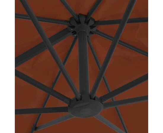 Umbrelă în consolă cu stâlp din aluminiu, cărămiziu, 400x300 cm, 2 image