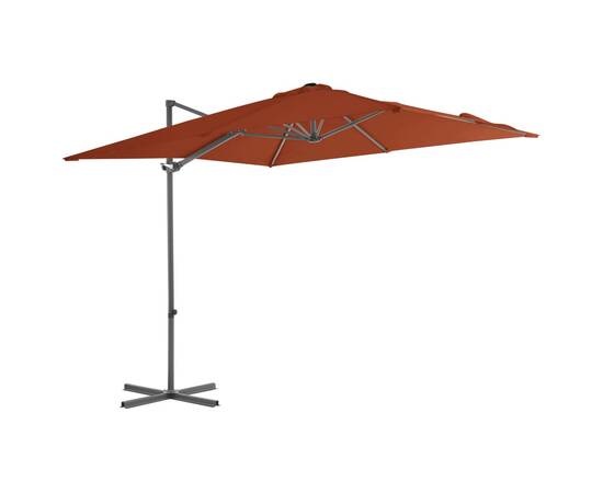 Umbrelă în consolă cu stâlp din oțel, cărămiziu, 250x250 cm