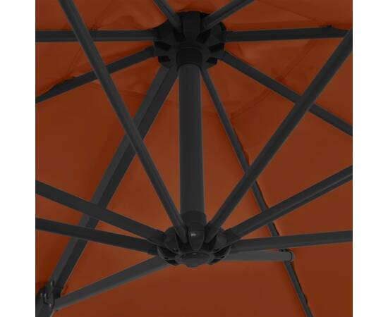 Umbrelă în consolă cu stâlp din oțel, cărămiziu, 250x250 cm, 2 image