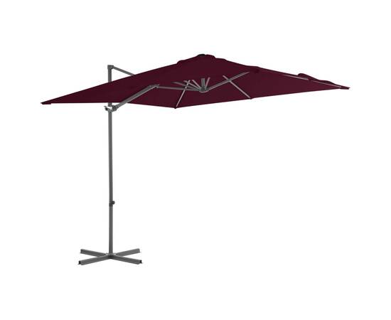 Umbrelă în consolă cu stâlp din oțel, roșu bordo, 250x250 cm