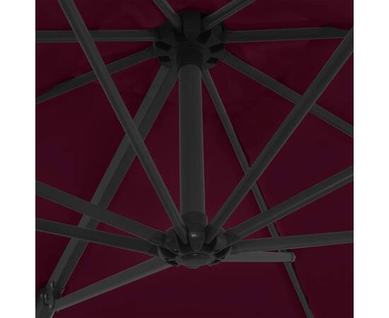 Umbrelă în consolă cu stâlp din oțel, roșu bordo, 250x250 cm, 2 image