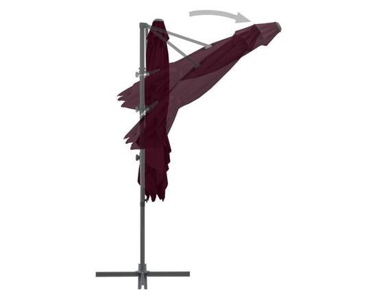 Umbrelă în consolă cu stâlp din oțel, roșu bordo, 250x250 cm, 6 image