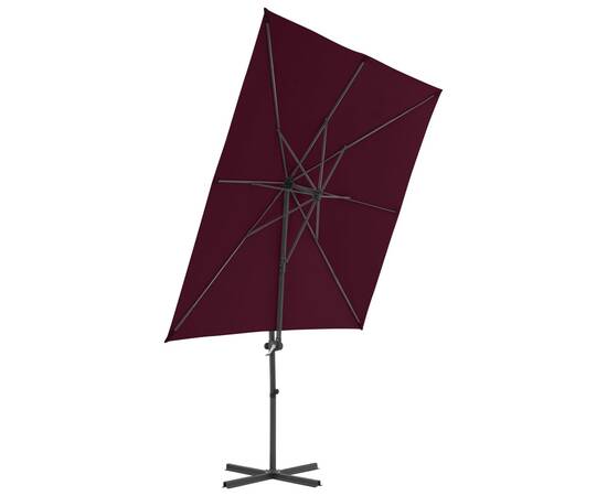 Umbrelă în consolă cu stâlp din oțel, roșu bordo, 250x250 cm, 4 image