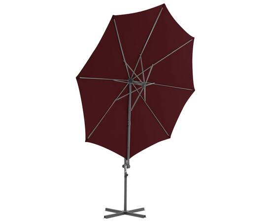 Umbrelă în consolă cu stâlp din oțel, roșu bordo, 300 cm, 4 image