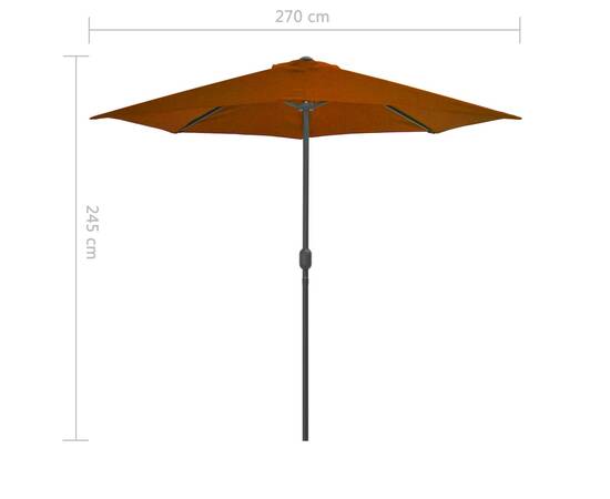 Umbrelă balcon tijă aluminiu cărămiziu 270x135x245cm semirotund, 8 image