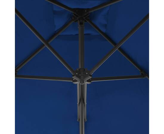 Umbrelă de exterior cu stâlp din oțel, albastru, 250x250x230 cm, 2 image