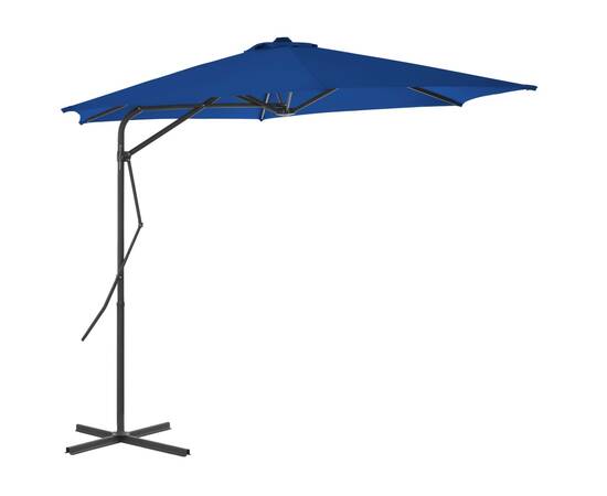 Umbrelă de exterior cu stâlp din oțel, albastru, 300 x 230 cm, 3 image