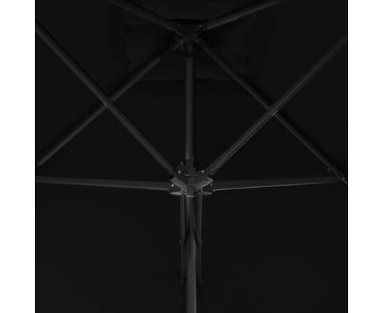 Umbrelă de exterior cu stâlp din oțel, negru, 250x250x230 cm, 2 image