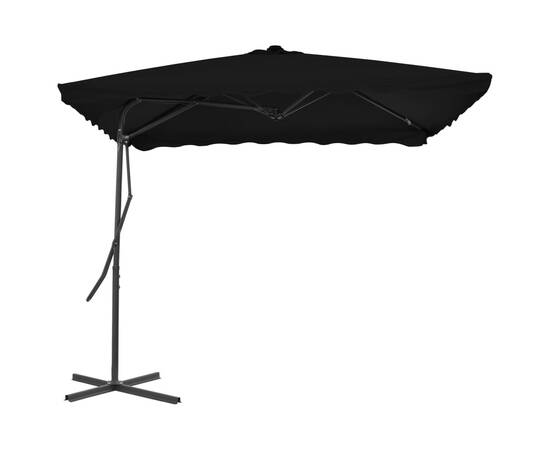 Umbrelă de exterior cu stâlp din oțel, negru, 250x250x230 cm, 3 image