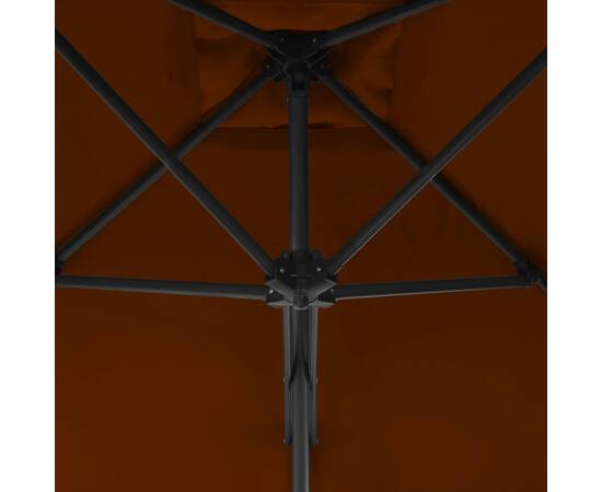 Umbrelă de exterior cu stâlp din oțel, teracota, 250x250x230 cm, 2 image