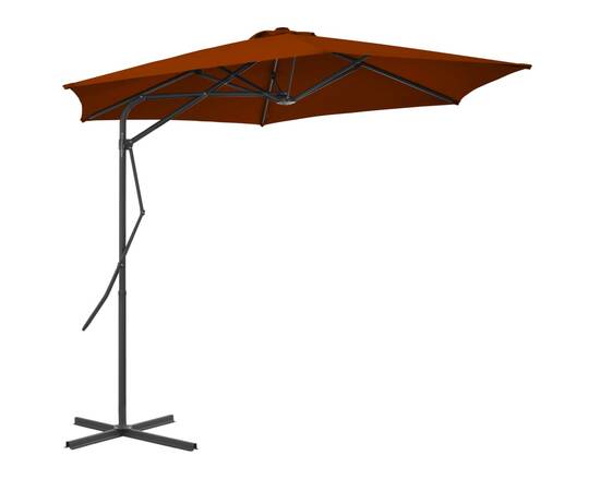 Umbrelă de exterior cu stâlp din oțel, teracota, 300x230 cm