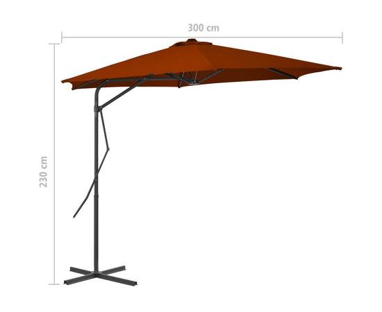 Umbrelă de exterior cu stâlp din oțel, teracota, 300x230 cm, 7 image