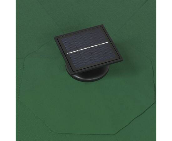 Umbrelă soare led montaj pe perete stâlp metal verde 300 cm, 7 image