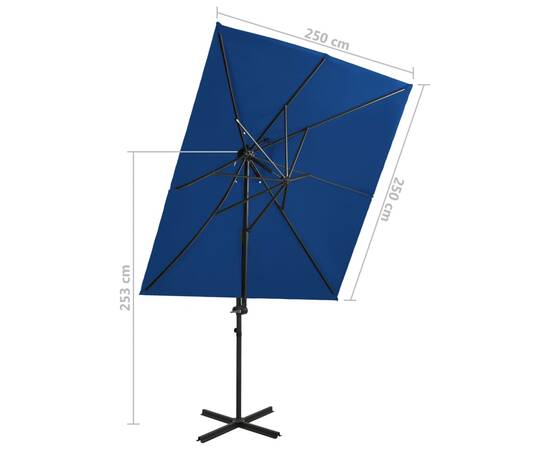 Umbrelă suspendată cu înveliș dublu, albastru azuriu 250x250 cm, 8 image