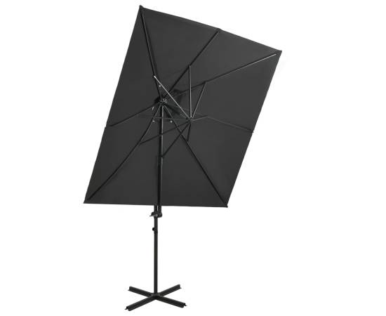Umbrelă suspendată cu înveliș dublu, antracit, 250x250 cm