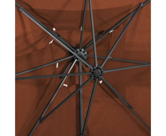 Umbrelă suspendată cu înveliș dublu, cărămiziu, 250x250 cm, 2 image