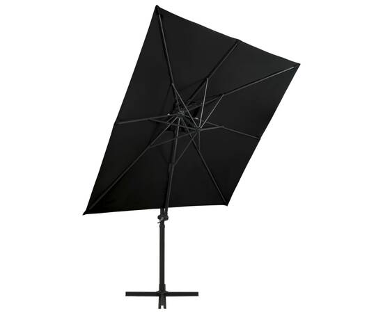 Umbrelă suspendată cu înveliș dublu, negru, 250x250 cm, 6 image