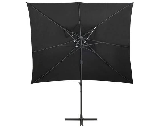 Umbrelă suspendată cu înveliș dublu, negru, 250x250 cm, 3 image