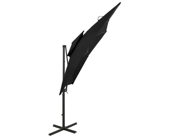 Umbrelă suspendată cu înveliș dublu, negru, 250x250 cm, 4 image