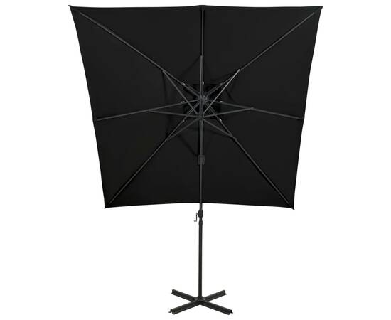 Umbrelă suspendată cu înveliș dublu, negru, 250x250 cm, 5 image