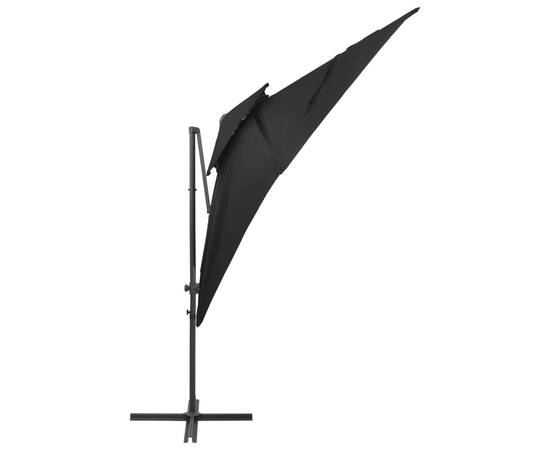 Umbrelă suspendată cu înveliș dublu, negru, 250x250 cm, 4 image