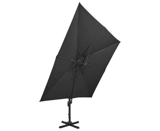 Umbrelă suspendată cu înveliș dublu, negru, 300x300 cm, 3 image