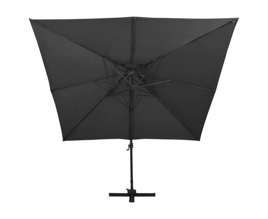 Umbrelă suspendată cu înveliș dublu, negru, 300x300 cm, 4 image