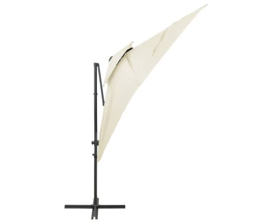 Umbrelă suspendată cu înveliș dublu, nisipiu, 250x250 cm, 4 image